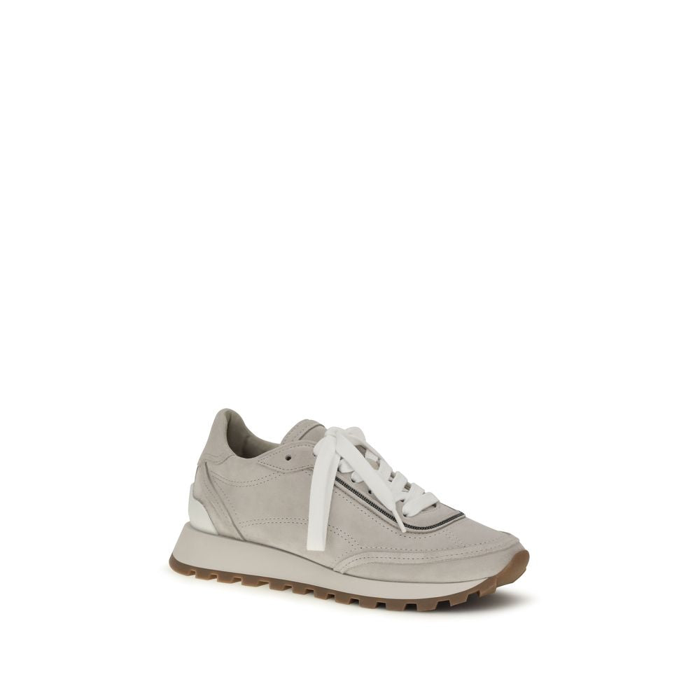 Brunello Cucinelli Graue Kalbsleder Bos Taurus Athletic Sneaker