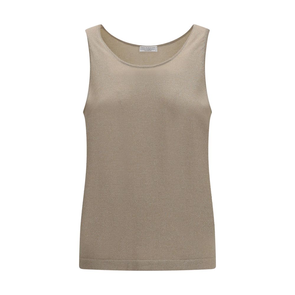 Brunello Cucinelli Beige Kaschmir-Tanktop ohne Ärmel
