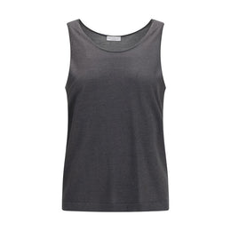 Brunello Cucinelli Graues ärmelloses Kaschmir-T-Shirt