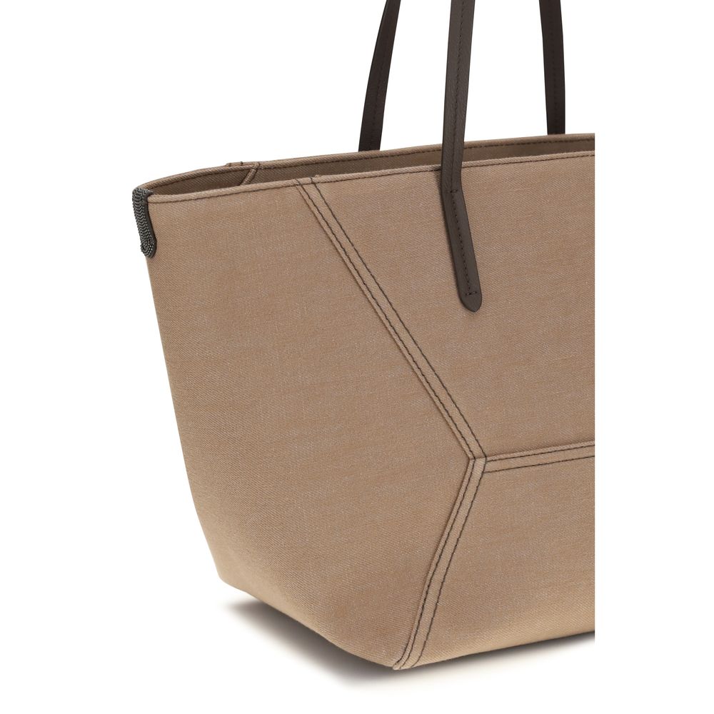 Brunello Cucinelli Beige Cotton Handbag