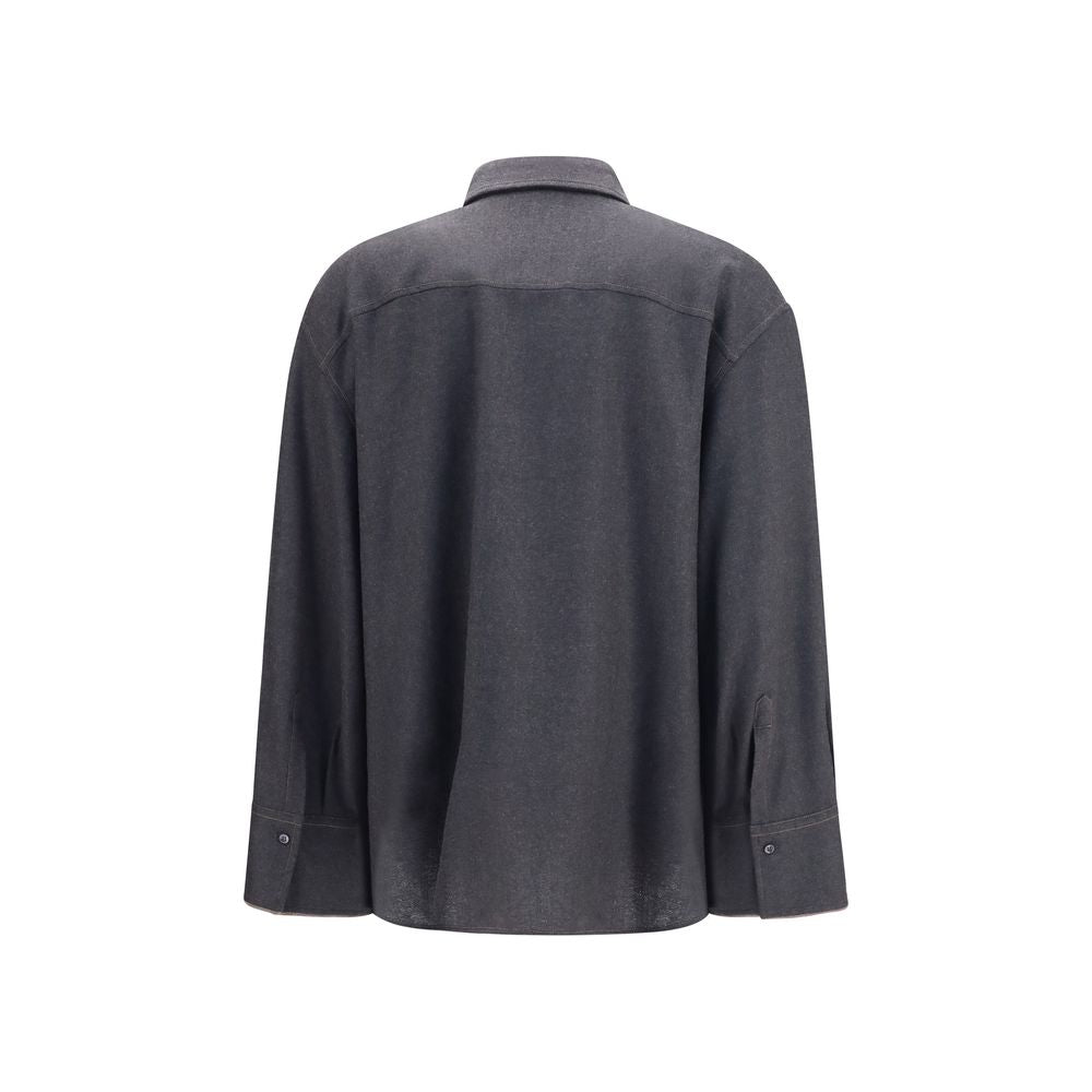 Brunello Cucinelli Graues Wollhemd Oves Aries