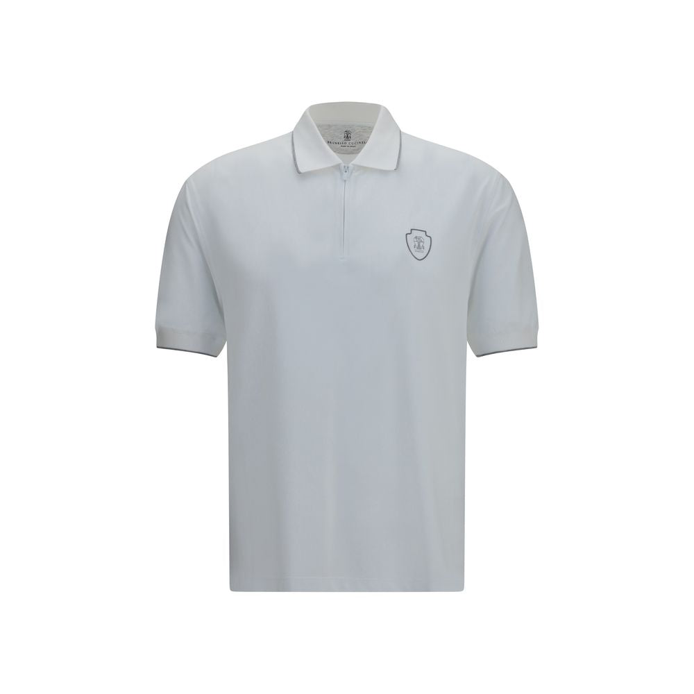 Brunello Cucinelli Weißes Poloshirt aus Polyamid