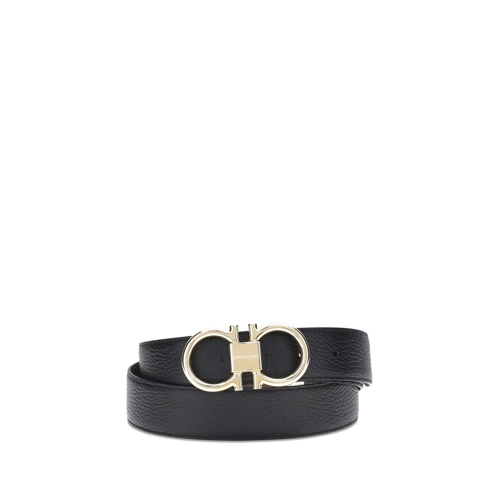 Ferragamo Schwarzer Kalbsleder Bos Taurus Regular Gürtel