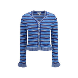 Ganni Blauer Baumwollcardigan