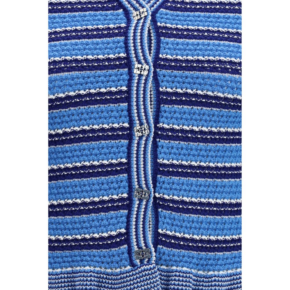 Ganni Blauer Baumwollcardigan
