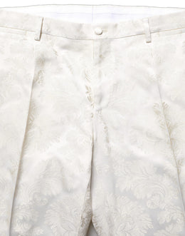 Dolce & Gabbana Weiße Herren-Anzughose mit Blumenmuster