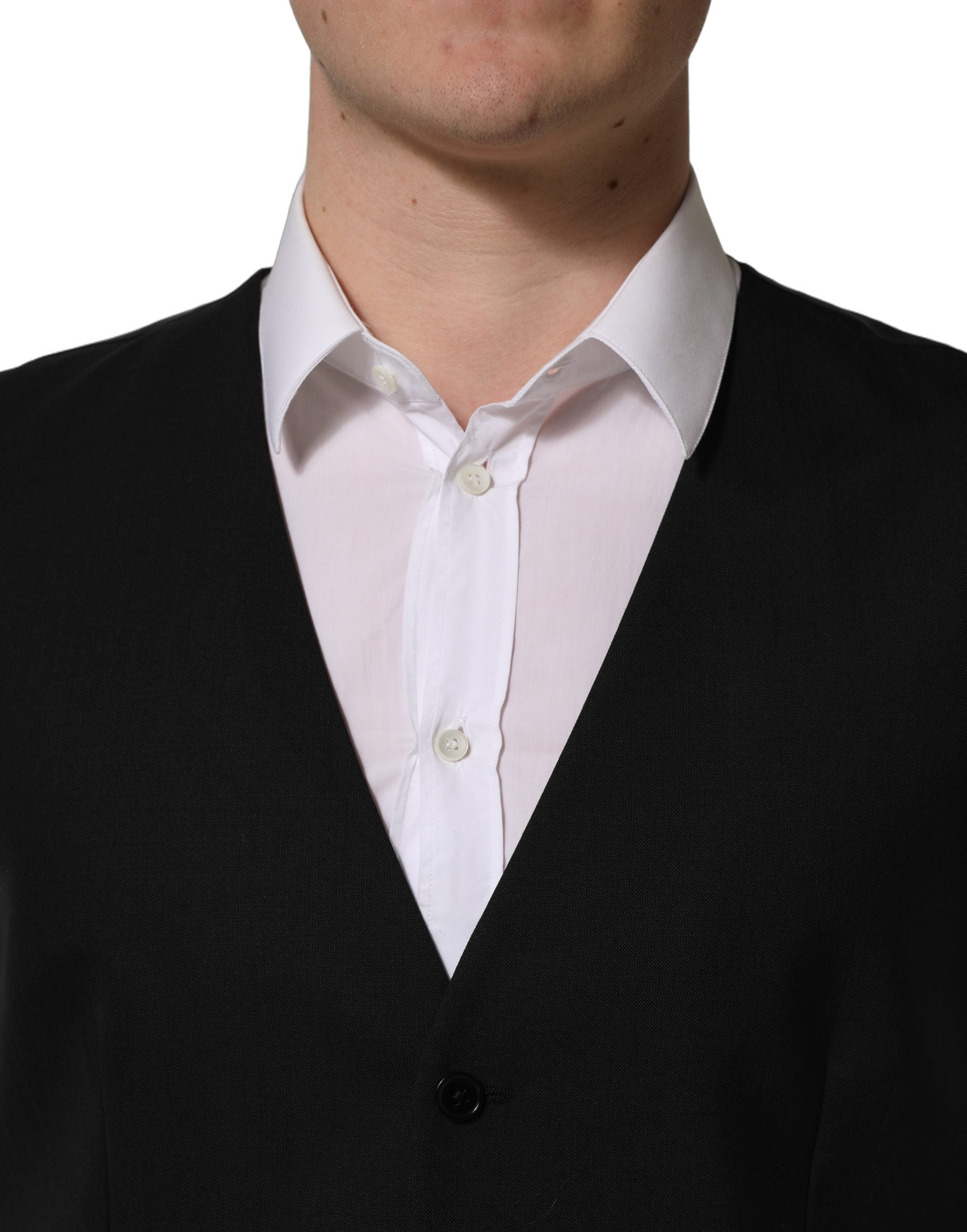 Dolce & Gabbana Schwarze Wollweste mit schmaler Passform