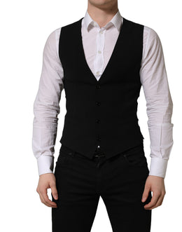 Dolce & Gabbana Schwarze Wollweste mit schmaler Passform