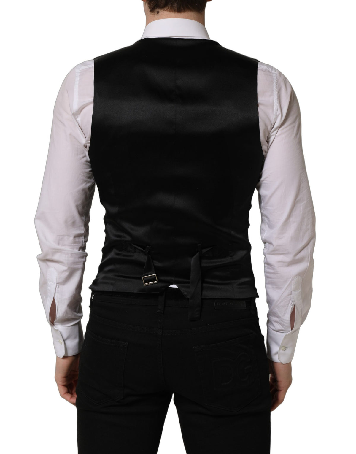 Dolce & Gabbana Schwarze Wollweste mit schmaler Passform
