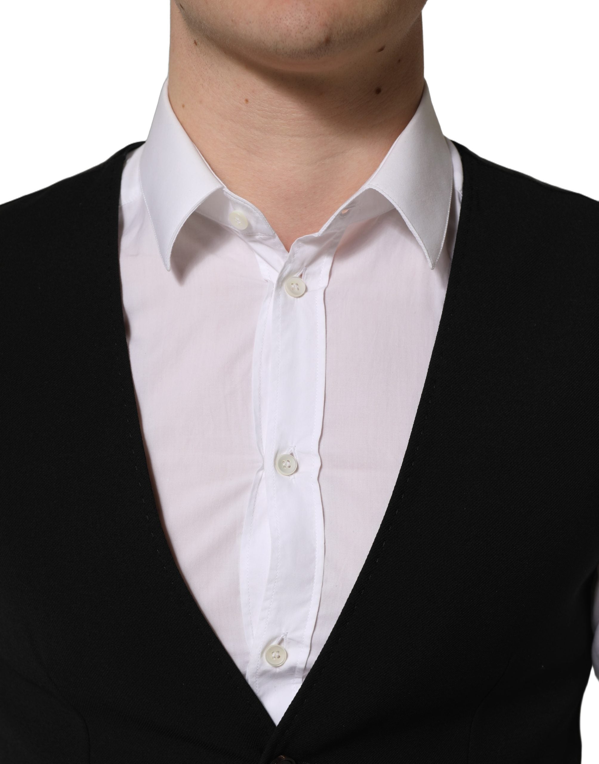 Dolce & Gabbana Schwarze Wollweste mit schmaler Passform