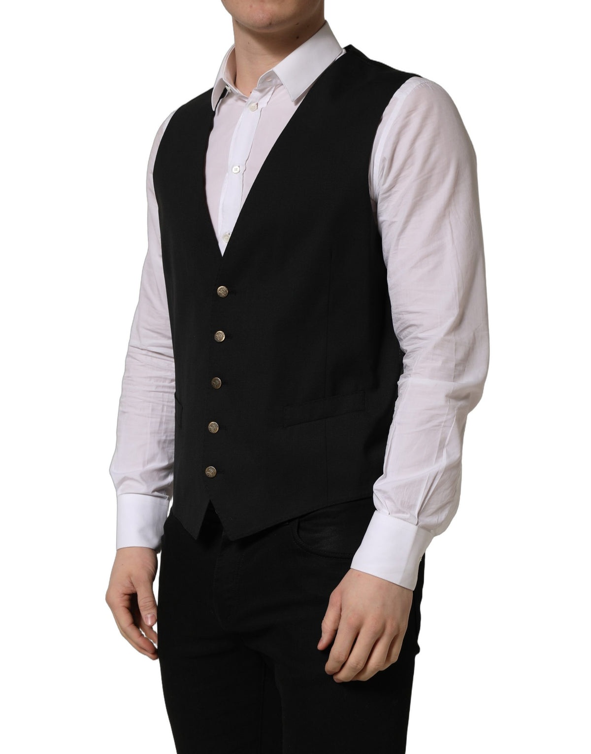 Dolce & Gabbana Schwarze einreihige Herrenweste