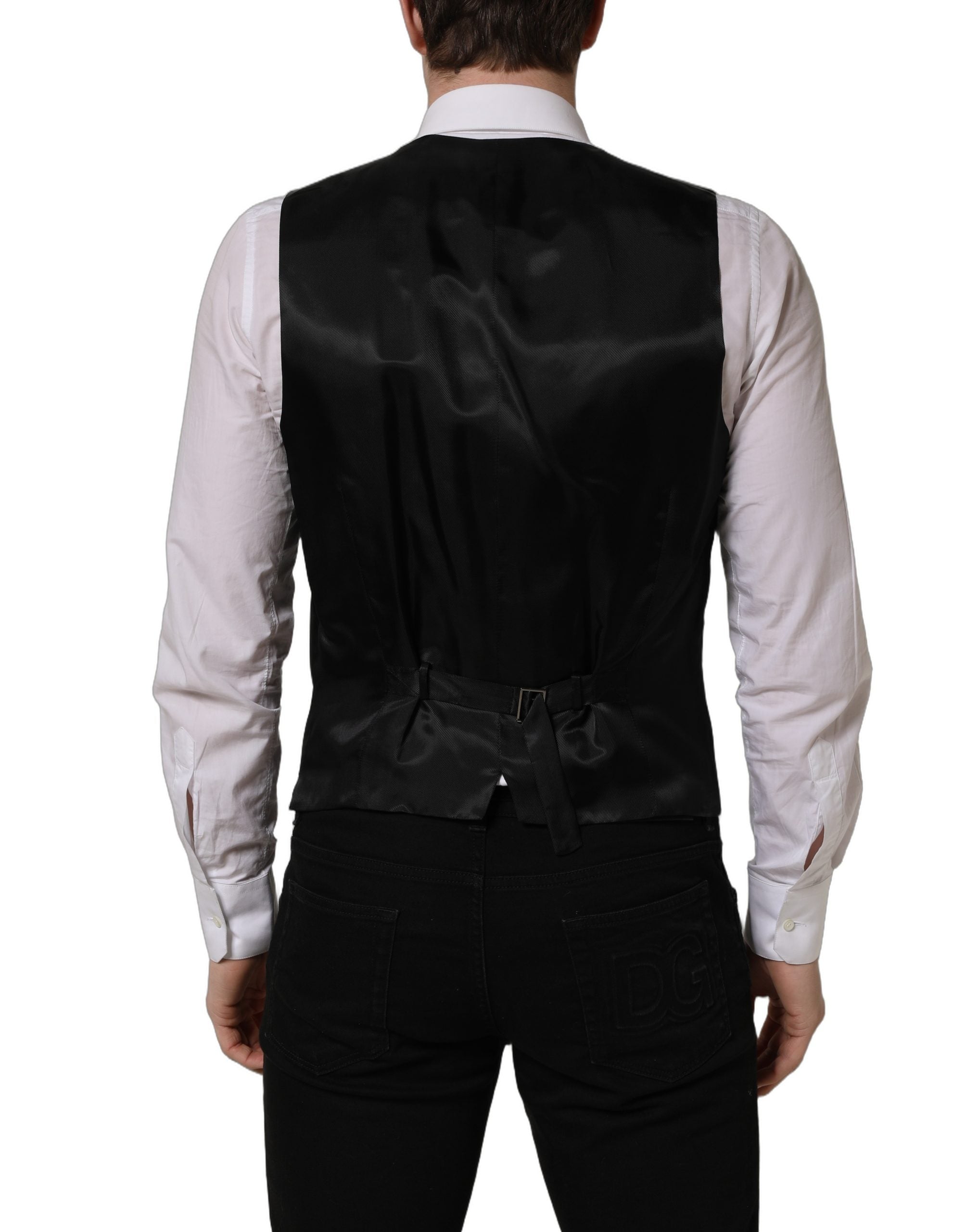 Dolce & Gabbana Schwarze Wollweste mit schmaler Passform