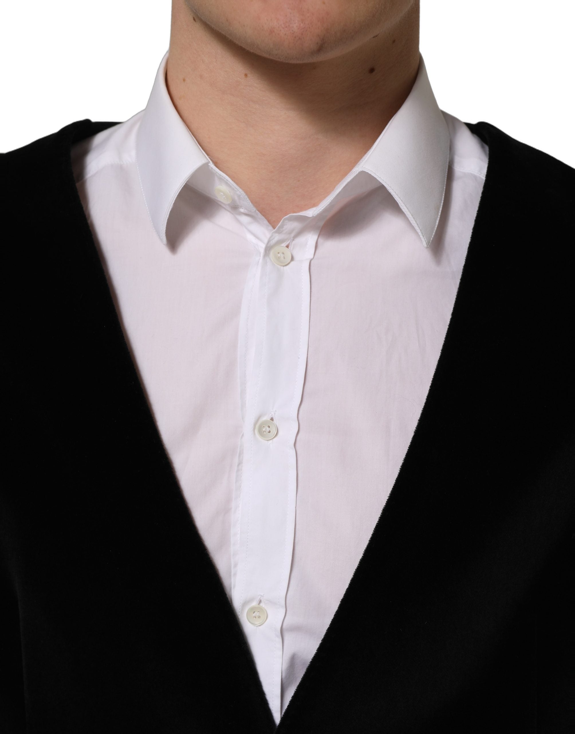 Dolce & Gabbana Schwarze Baumwollweste mit Einreiher