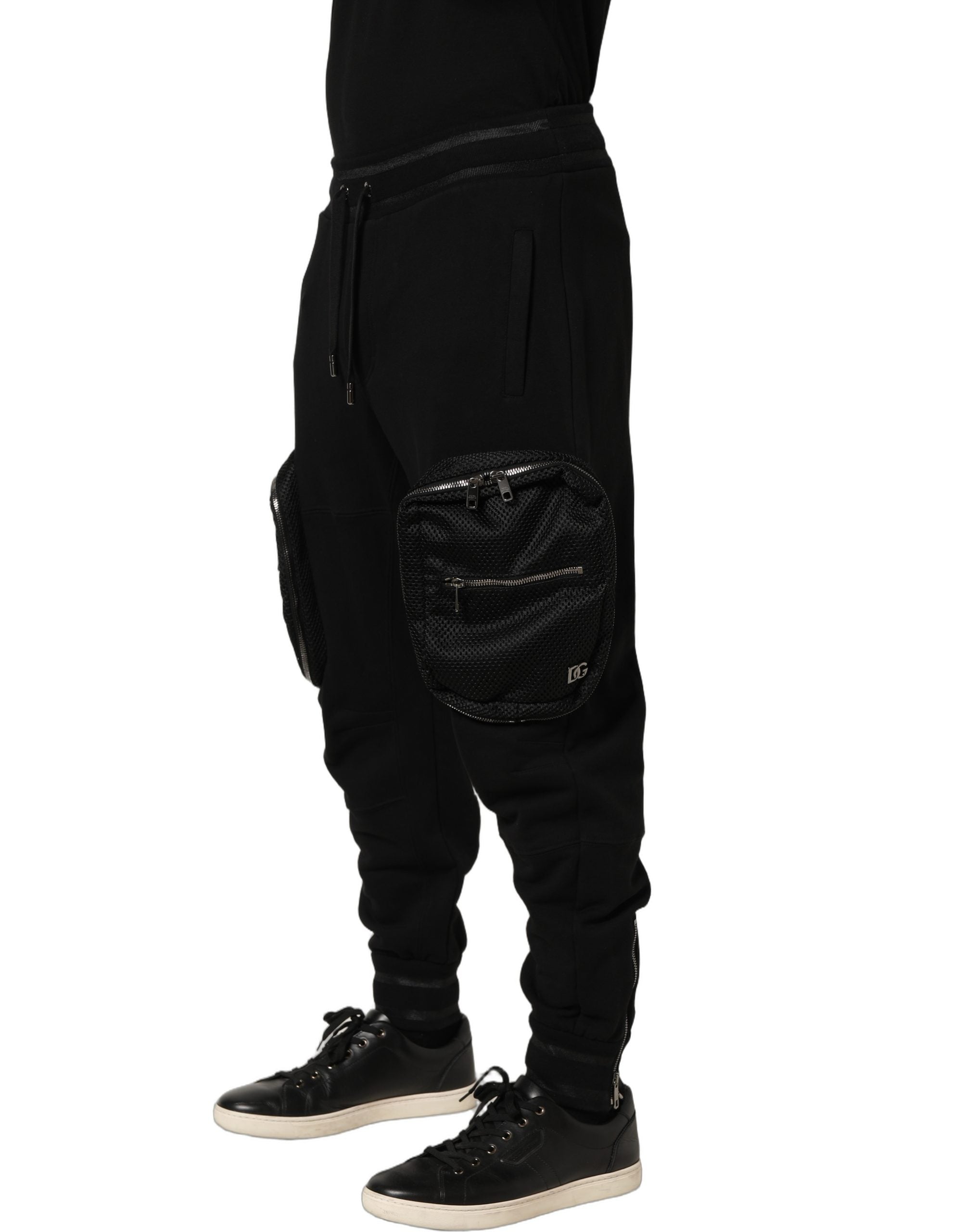 Dolce & Gabbana Schwarze Cargo Jogger Sweatpants mit mittlerer Taille