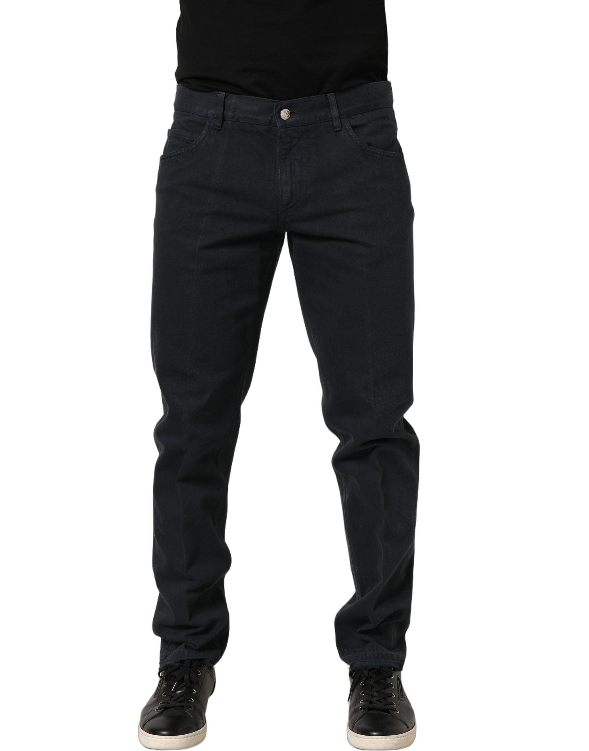 Dolce & Gabbana Schwarze Baumwoll Skinny Jeans für Herren mit mittlerer Taille
