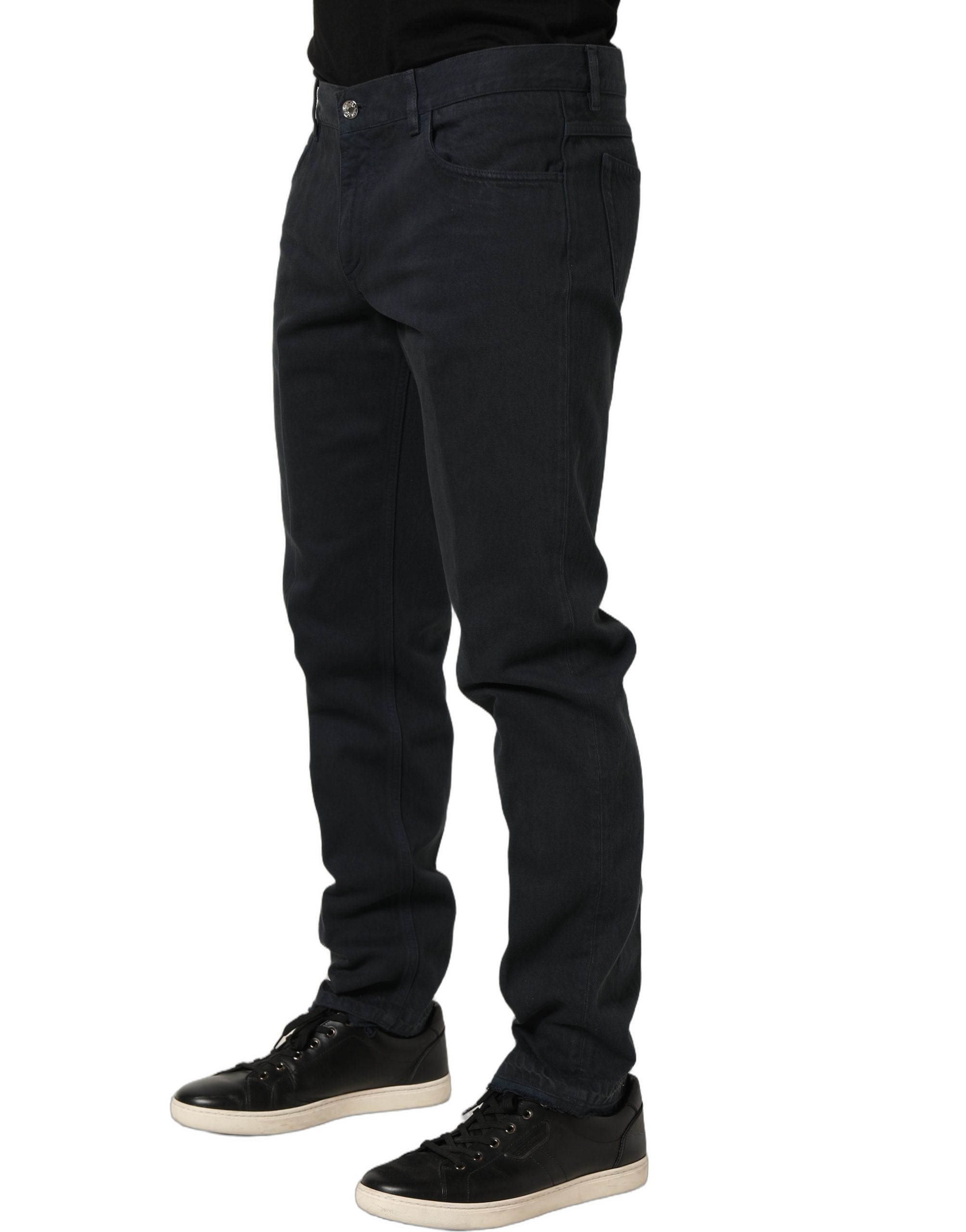 Dolce & Gabbana Schwarze Baumwoll Skinny Jeans für Herren mit mittlerer Taille