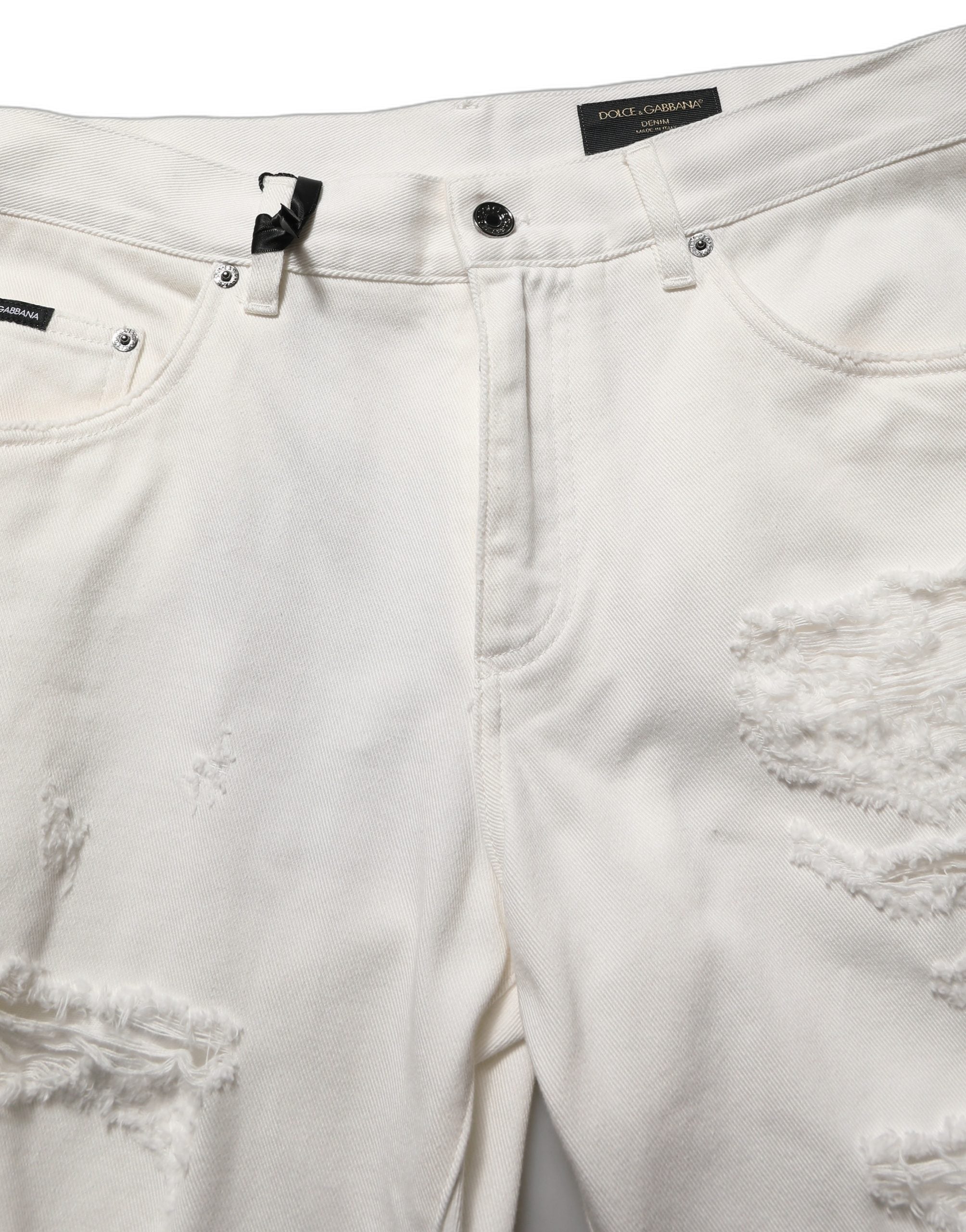 Dolce & Gabbana Weiße gerade Jeans aus Baumwolle mit Used-Look