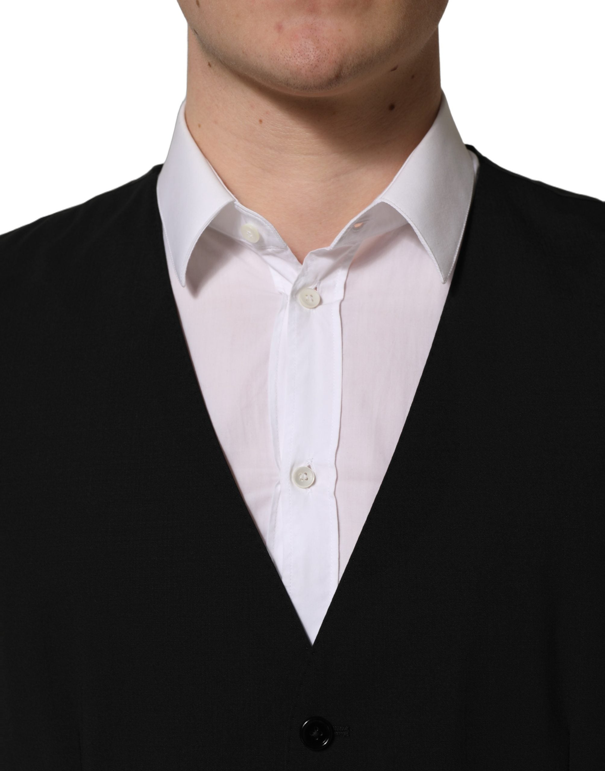 Dolce & Gabbana Schwarzer Woll-Anzug im Slim Fit-Stil, 3-teilig für Herren