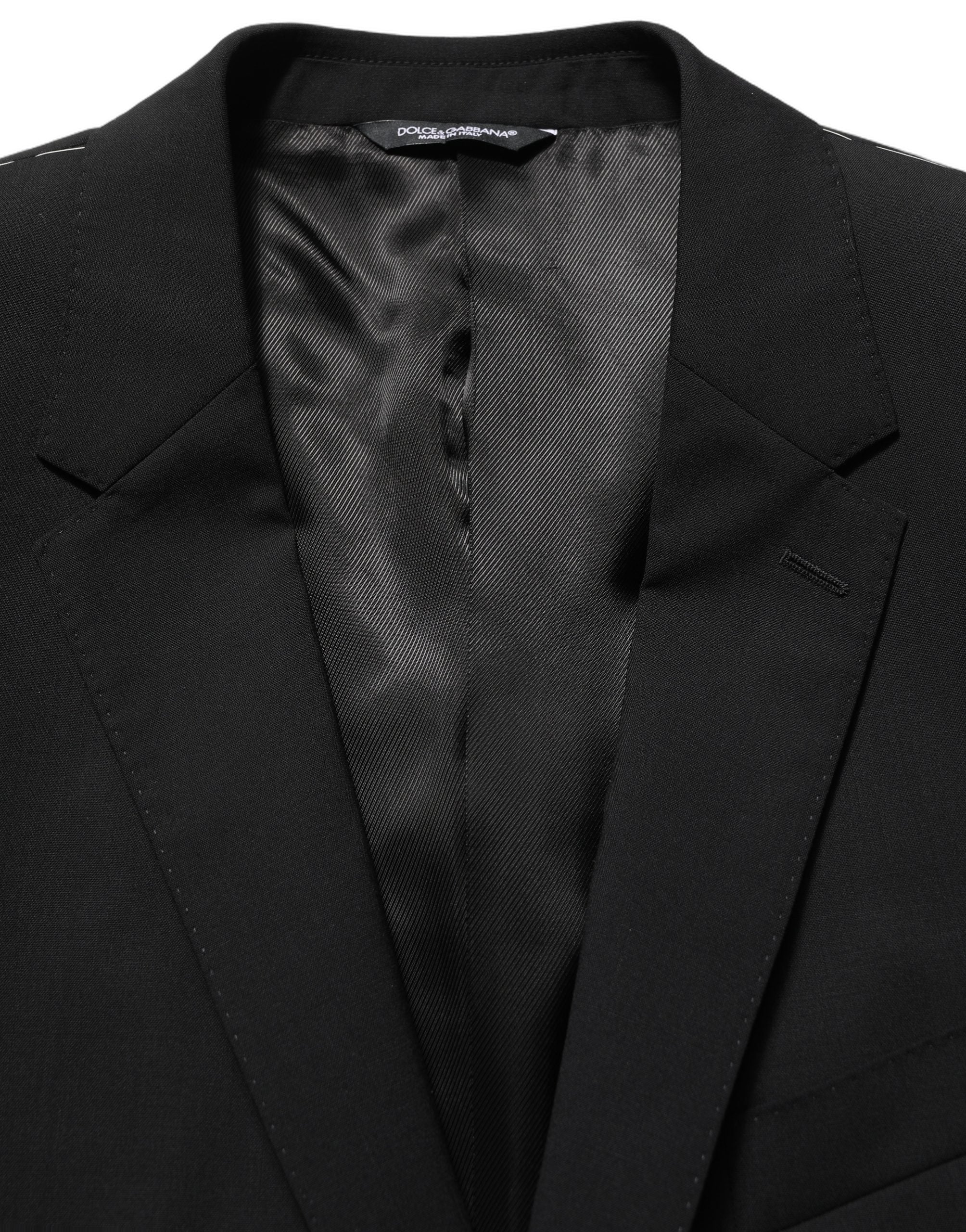 Dolce & Gabbana Schwarzer Woll-Anzug im Slim Fit-Stil, 3-teilig für Herren