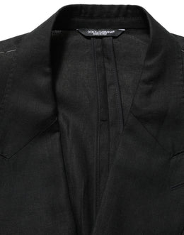Dolce & Gabbana Schwarzer Leinen Anzug im Slim Fit Stil