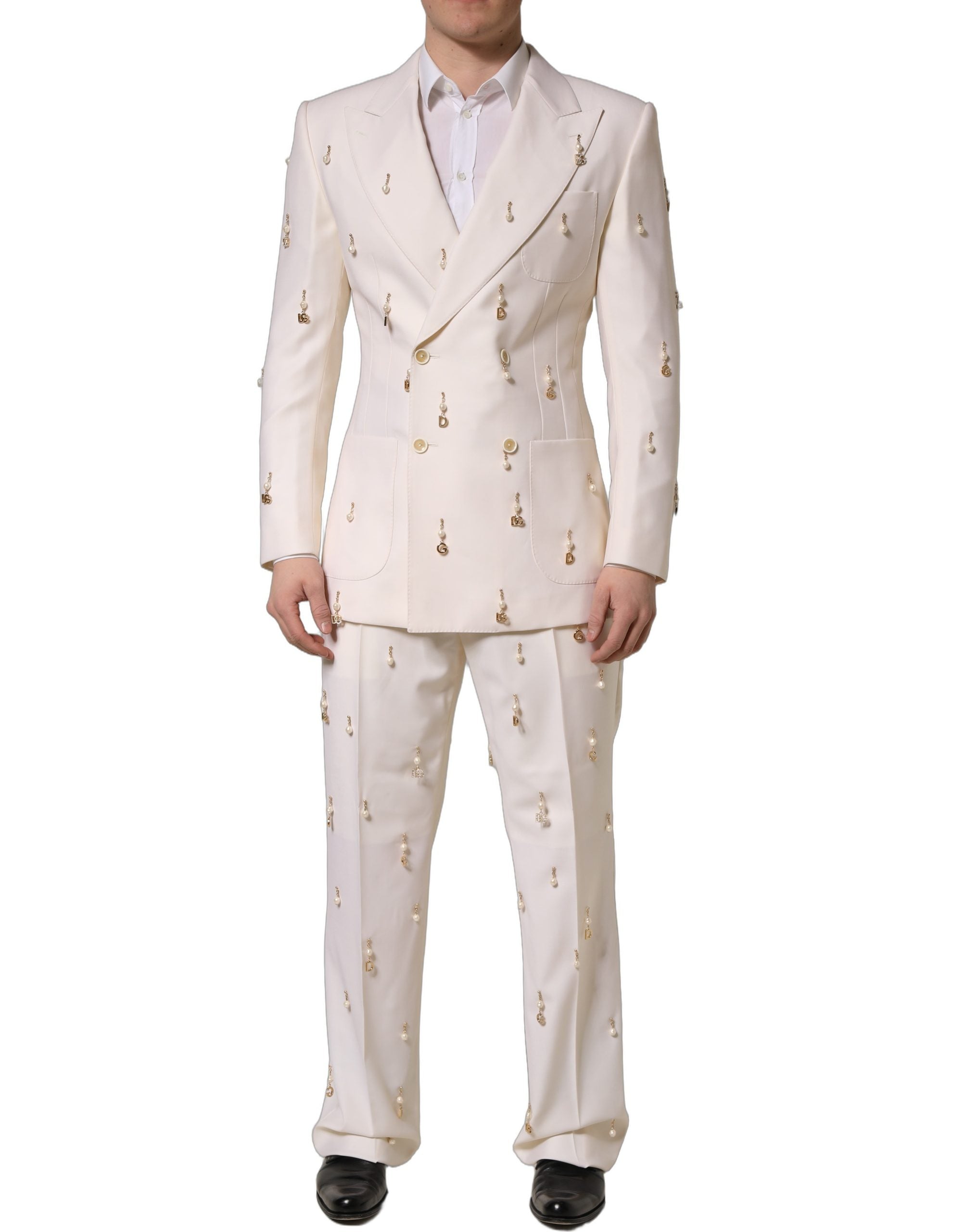 Dolce & Gabbana Weißer Woll-Anzug im Slim Fit Stil für Herren, zweiteilig
