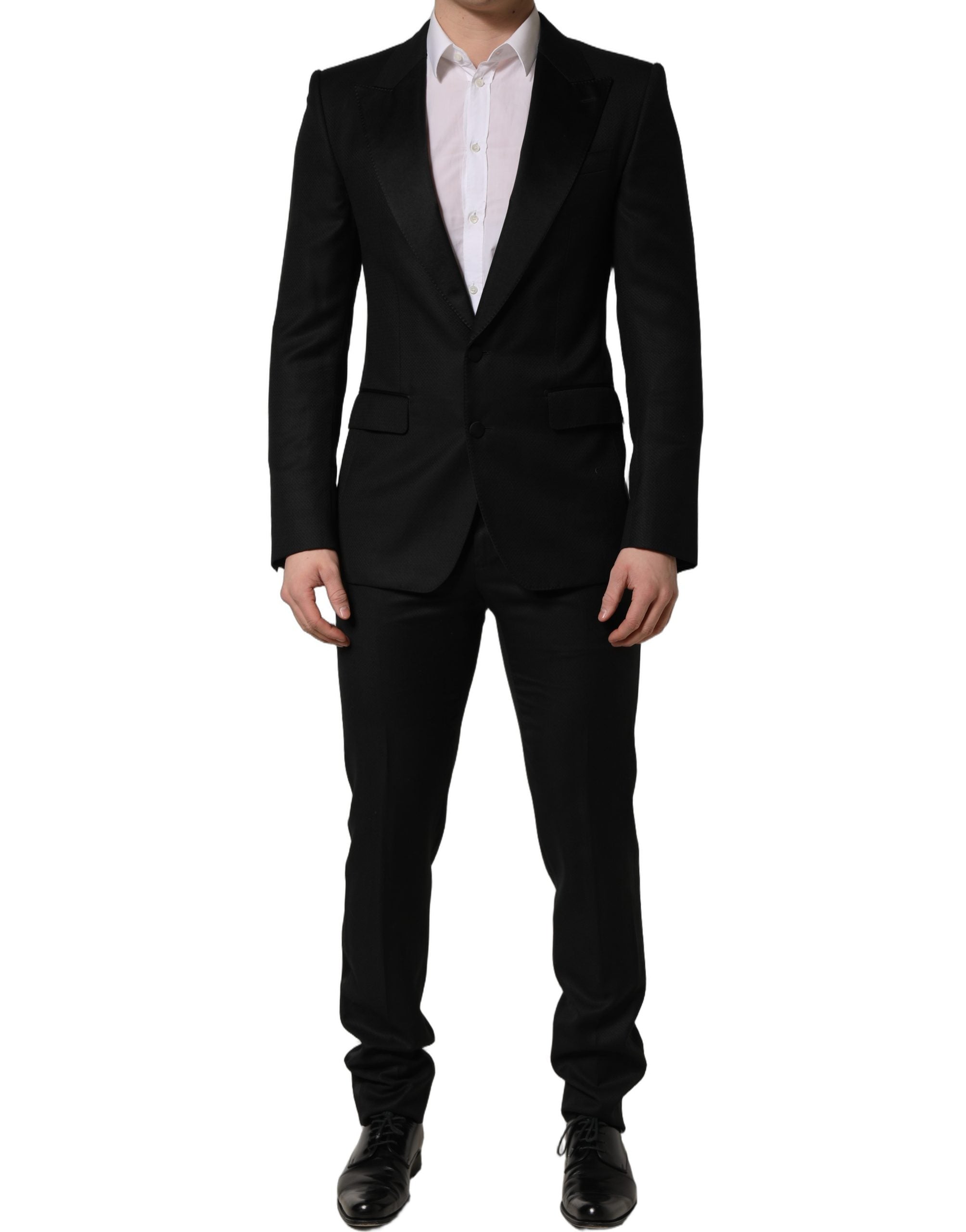 Dolce & Gabbana Schwarzer Woll-Anzug im Slim Fit für Herren, 2-teilig