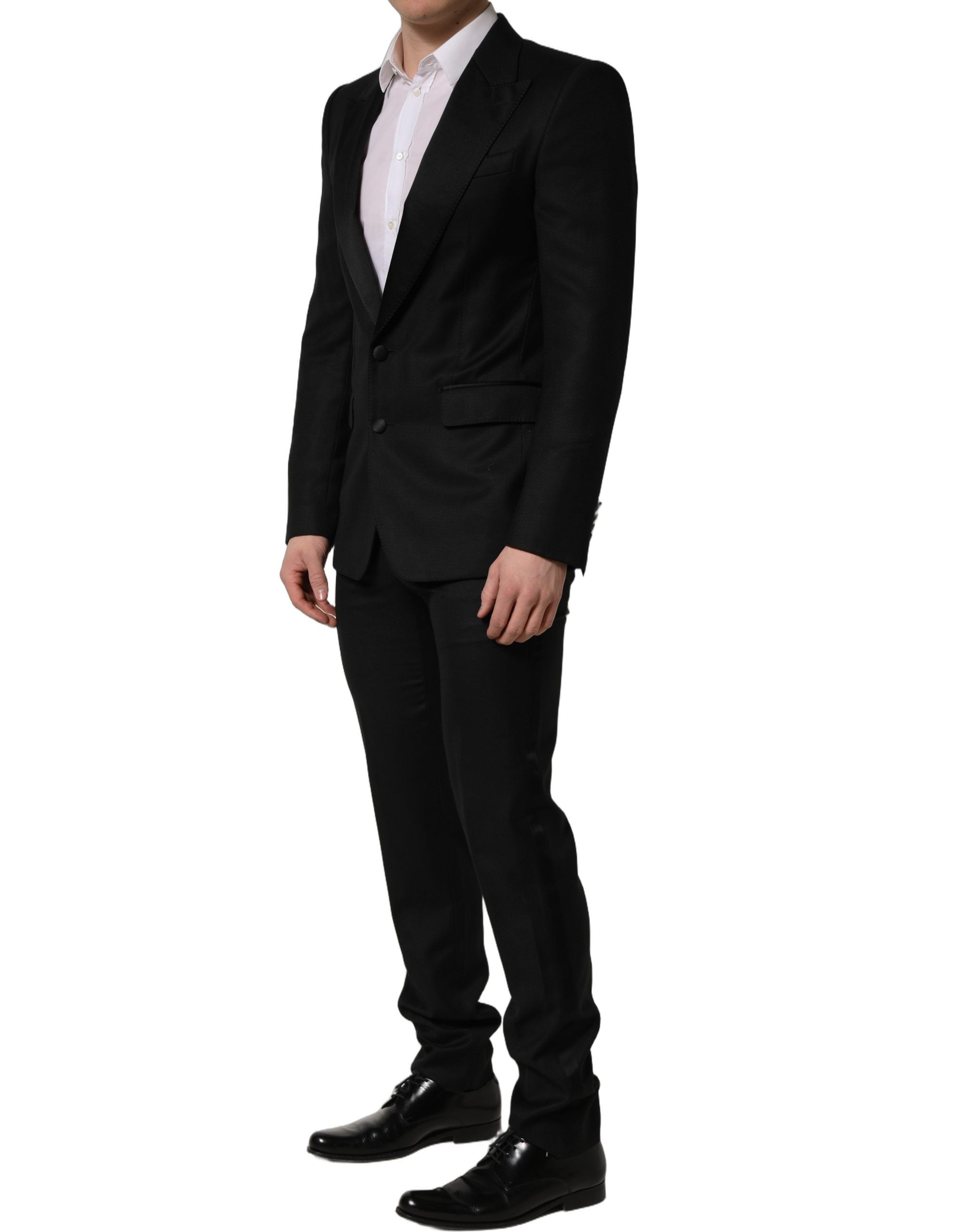 Dolce & Gabbana Schwarzer Woll-Anzug im Slim Fit für Herren, 2-teilig