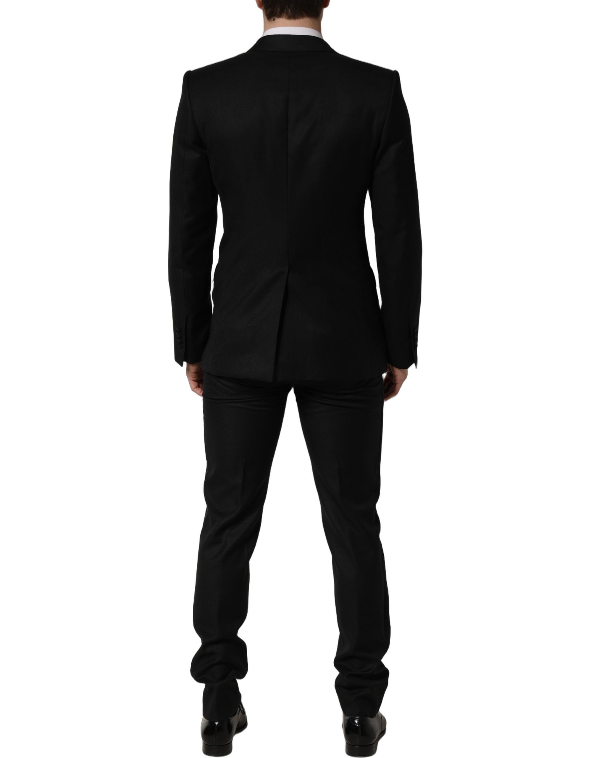 Dolce & Gabbana Schwarzer Woll-Anzug im Slim Fit für Herren, 2-teilig