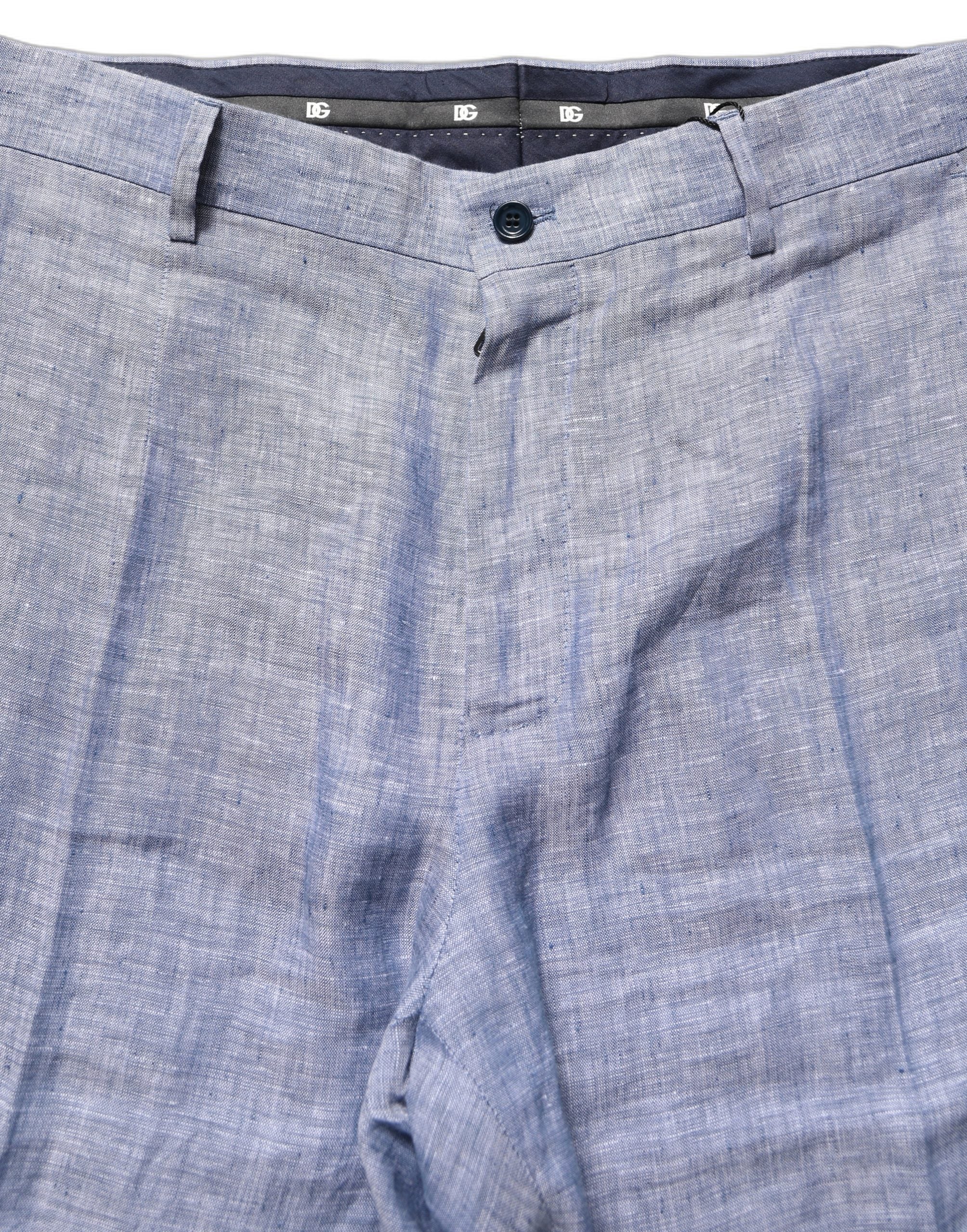 Dolce & Gabbana Hellblaue Leinenhose mit geradem Bein