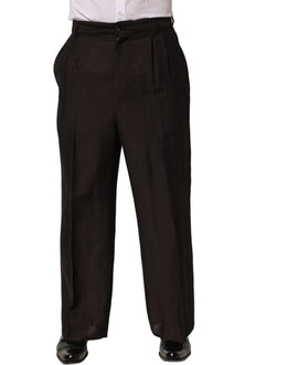 Dolce & Gabbana Braune Leinen Hose für Herren im geraden Schnitt