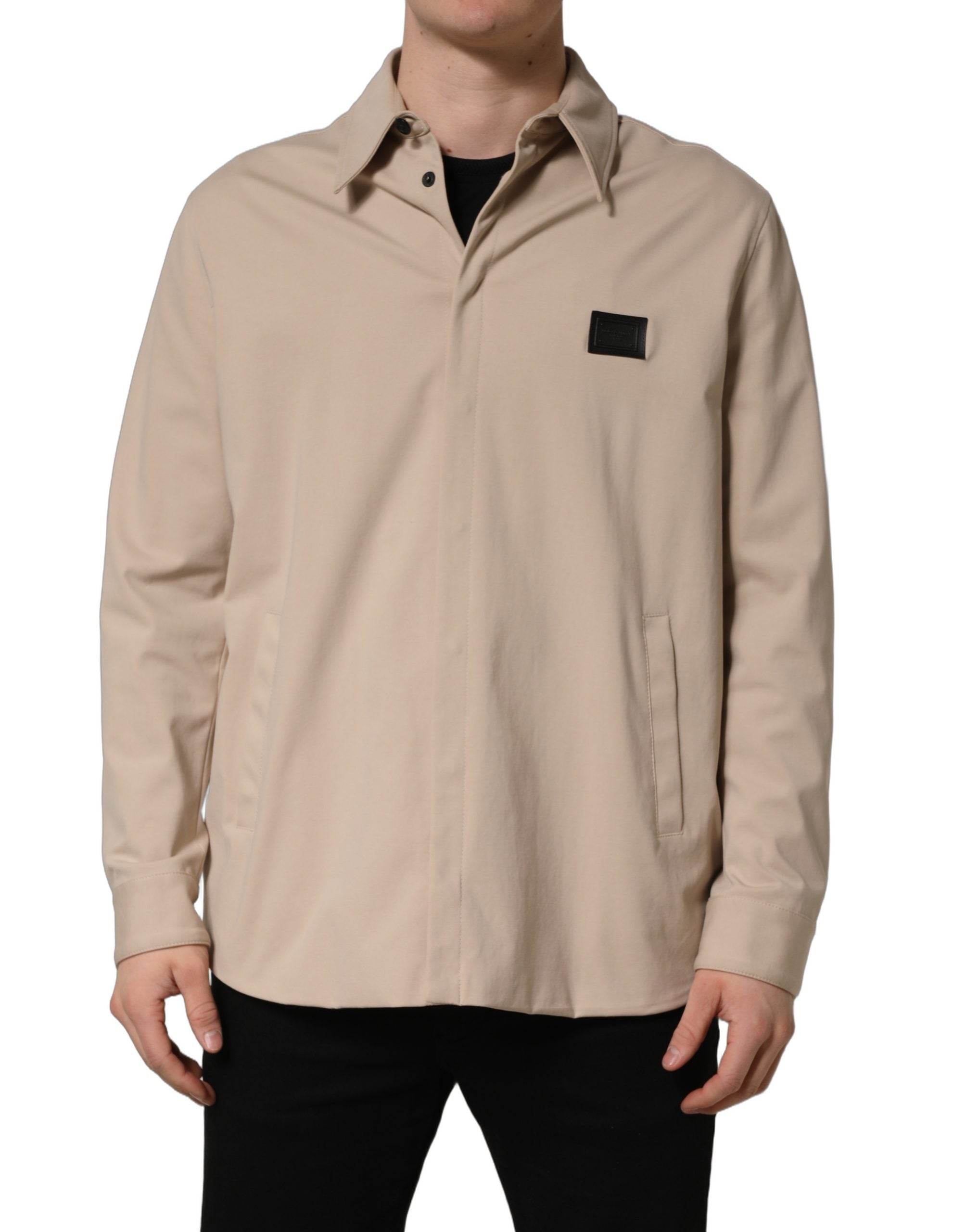 Dolce & Gabbana Beige Logo Overshirt aus Baumwolle für Herren