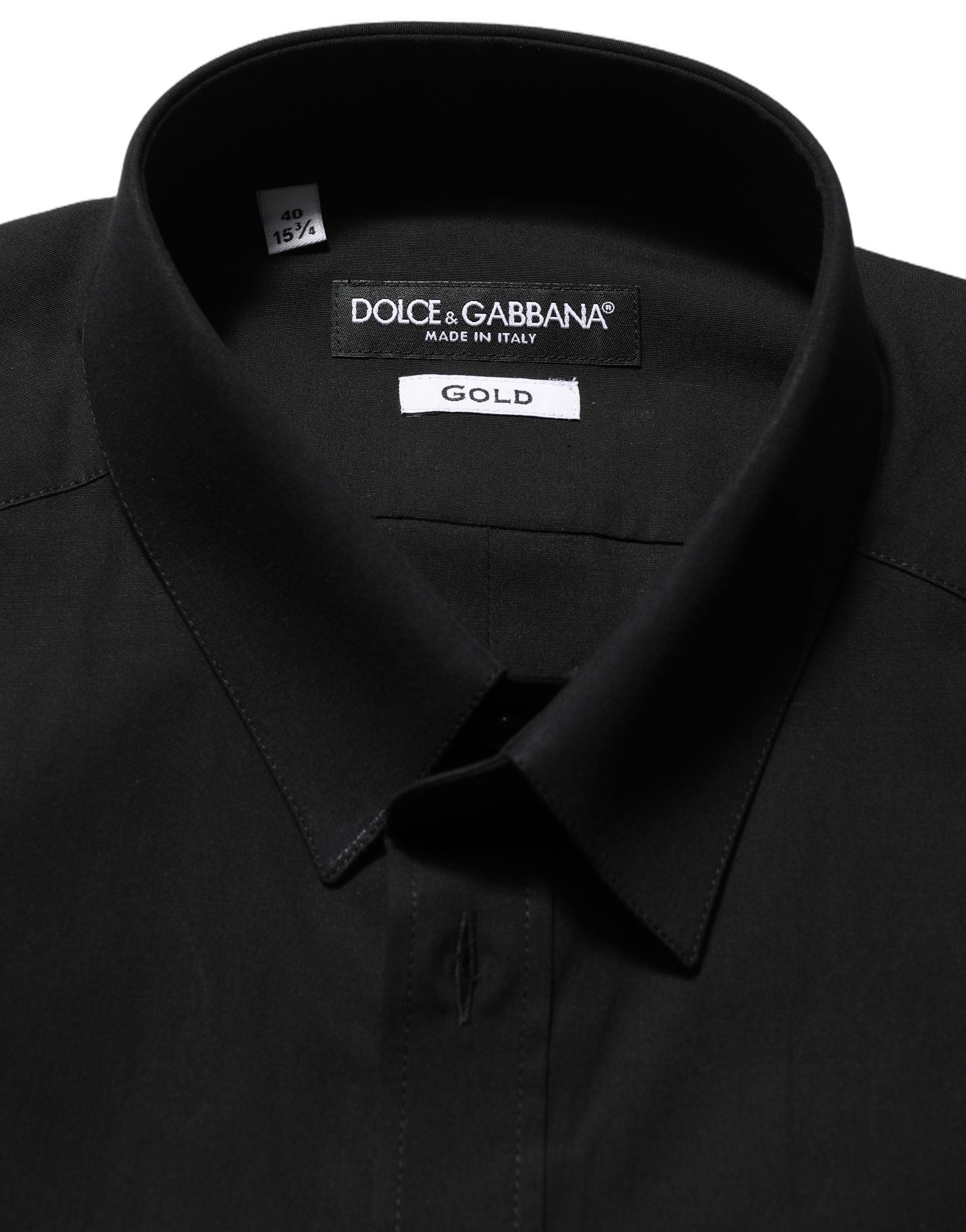 Dolce & Gabbana Schwarzes Baumwoll Stretch GOLD Fit Hemd