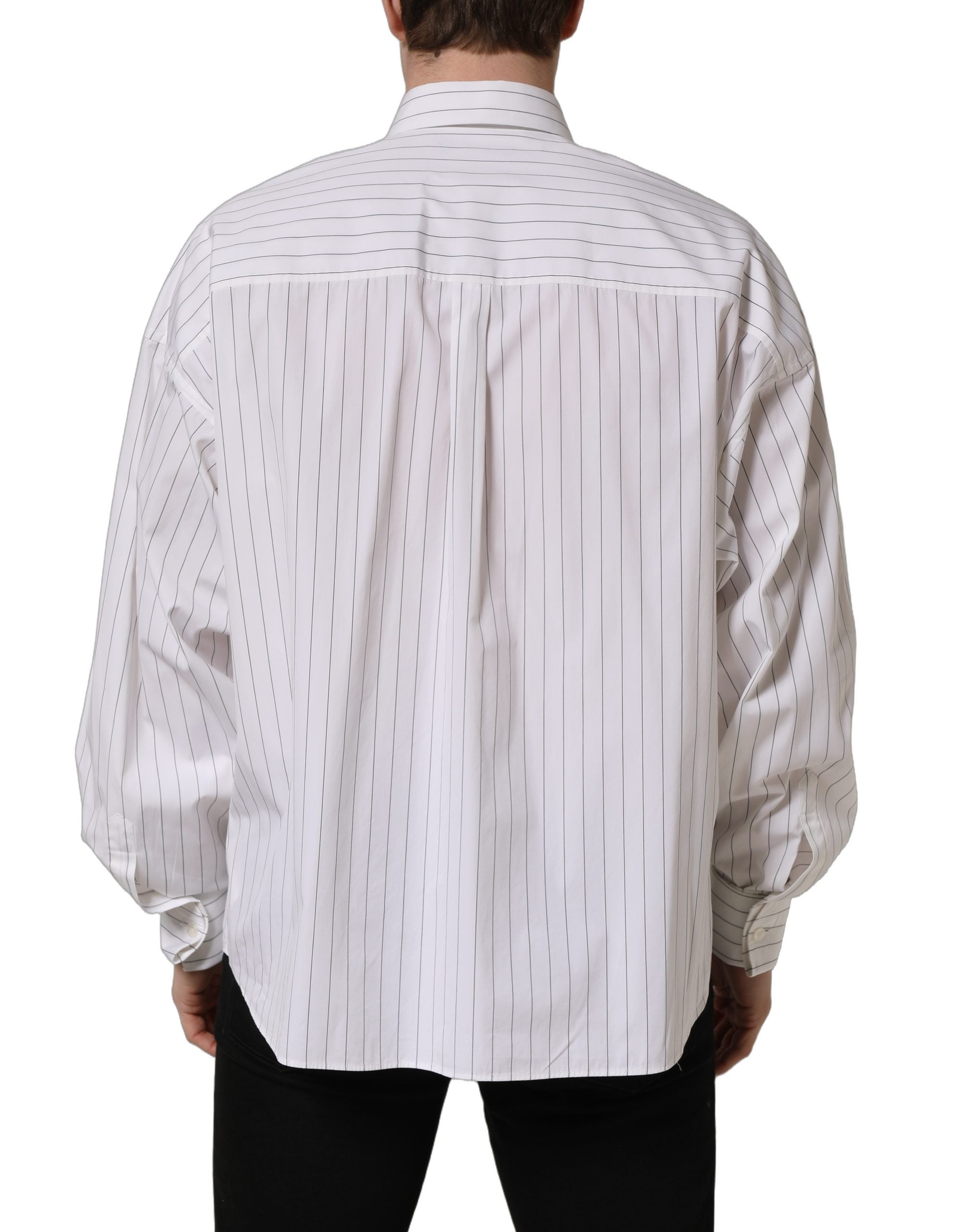 Dolce & Gabbana Herren-Businesshemd aus Baumwolle mit weißen Streifen