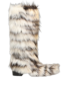 Dolce & Gabbana Stiefel aus Kunstpelz in Multicolor, kniehoch