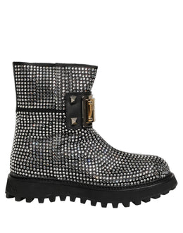Dolce & Gabbana Schwarze Stiefeletten mit Kristallbesatz