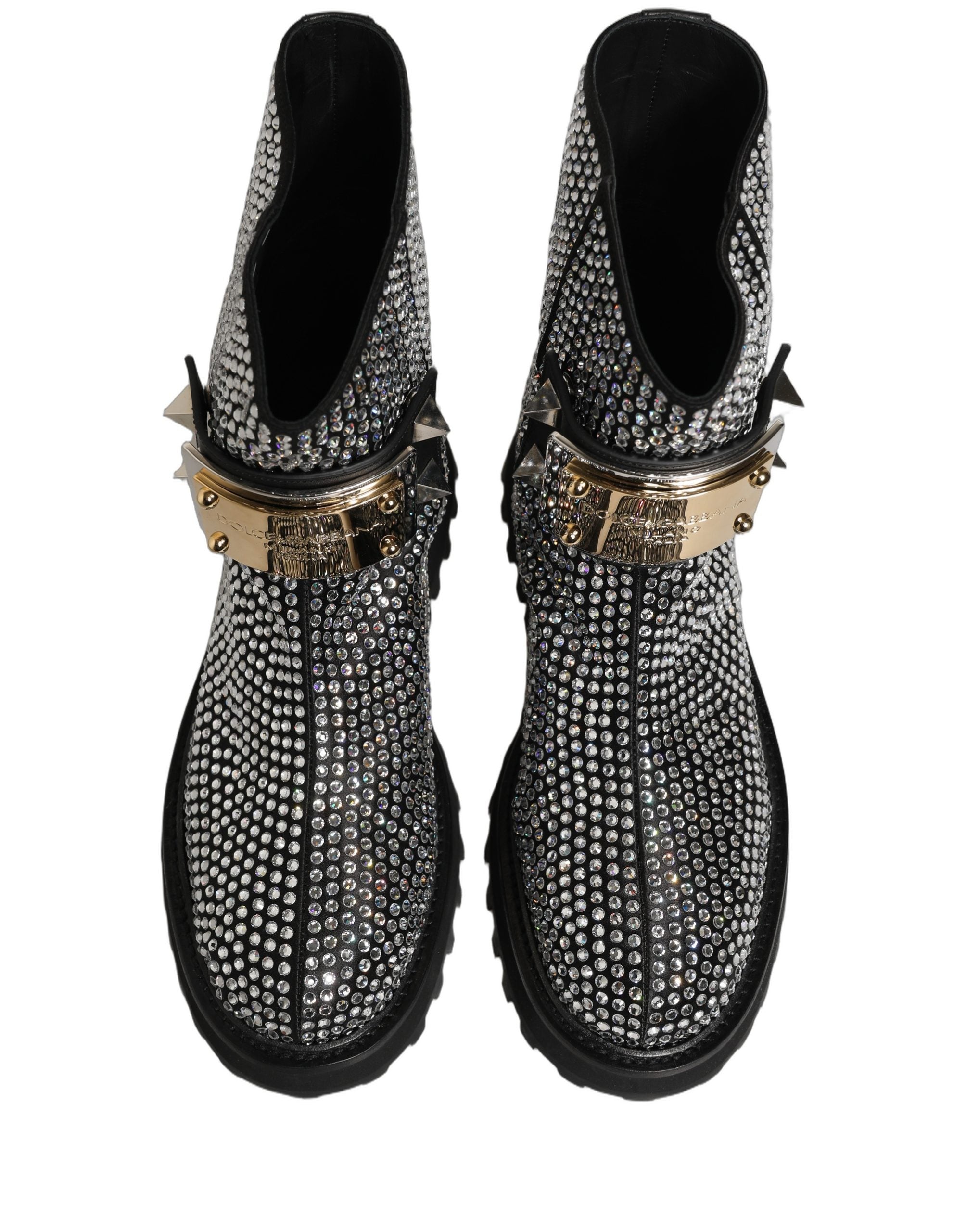 Dolce & Gabbana Schwarze Stiefeletten mit Kristallbesatz