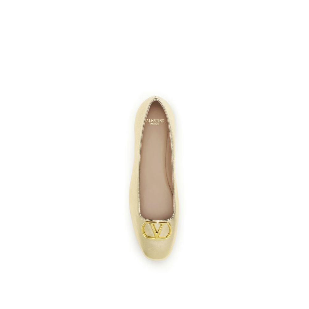 Valentino Garavani Ballerinas aus goldenem Nappa-Leder / Kalbsleder