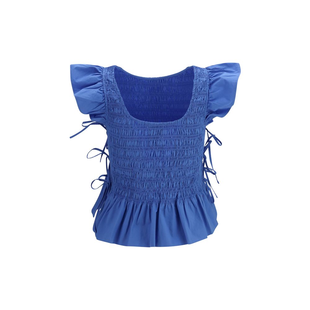 Ganni Blaue Baumwollbluse