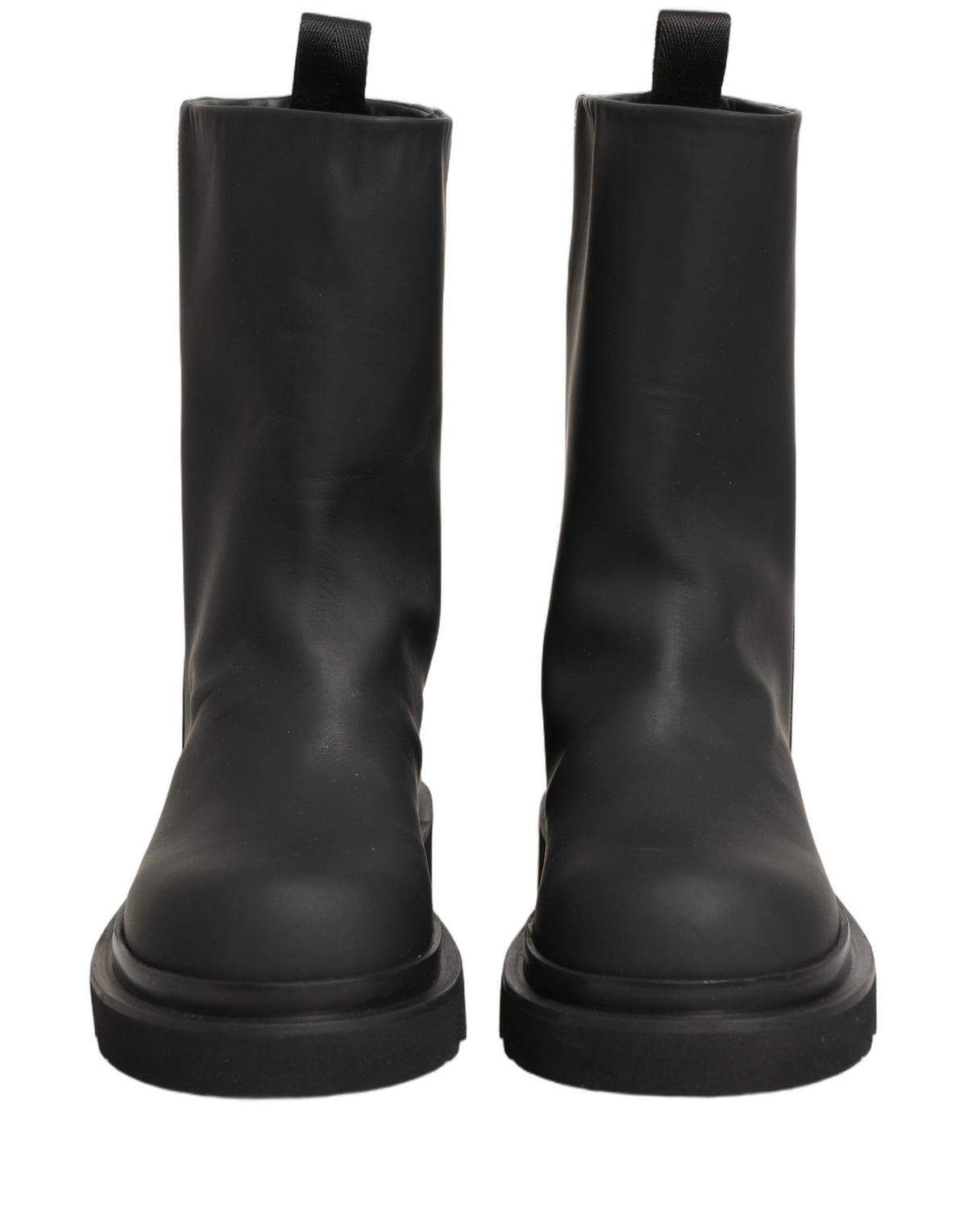 Dolce & Gabbana Schwarze Leder Mid-Calf Stiefel mit klobiger Sohle für Herren