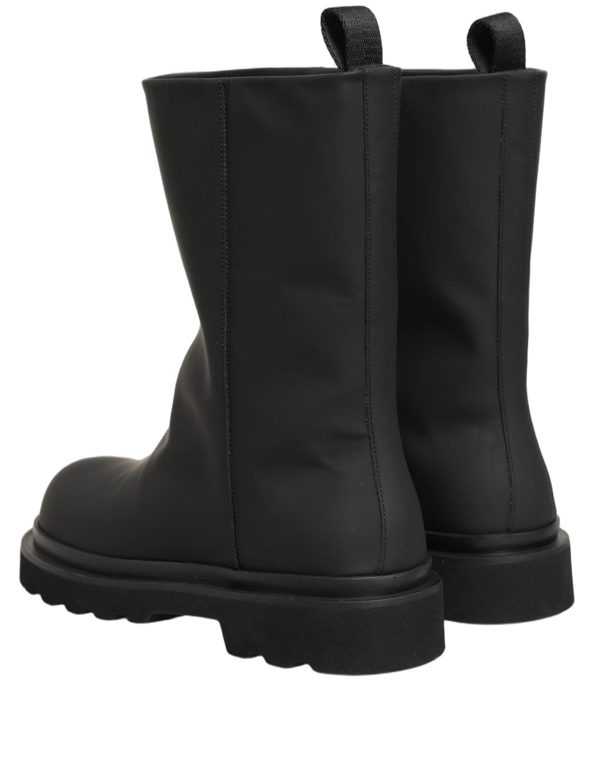 Dolce & Gabbana Schwarze Leder Mid-Calf Stiefel mit klobiger Sohle für Herren