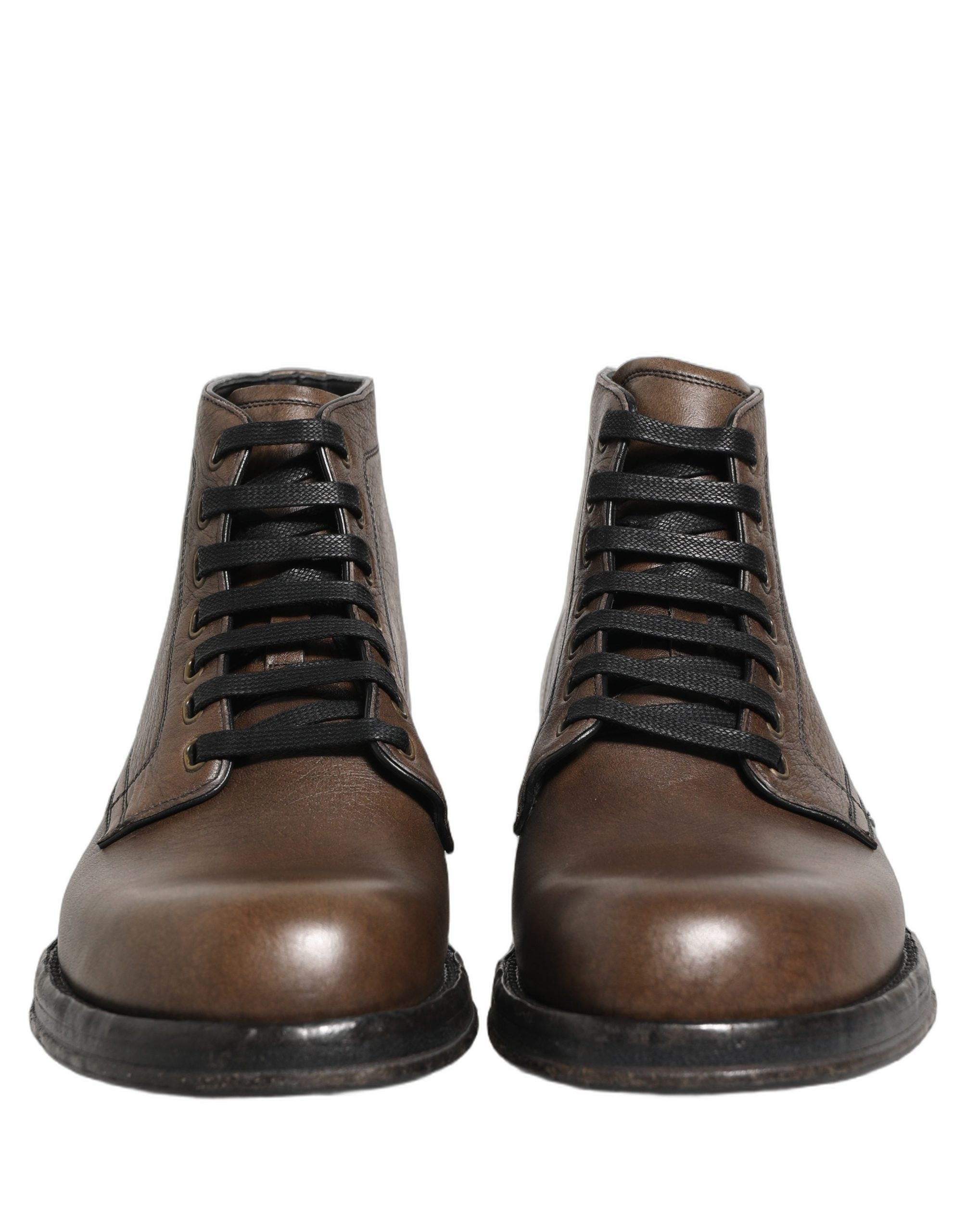 Dolce & Gabbana Braune Perugino Leder Herren Stiefeletten
