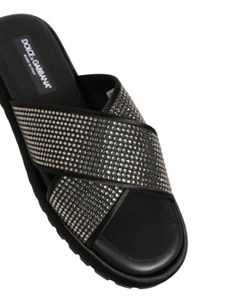 Dolce & Gabbana Schwarze Strass-Riemchen-Sandalen