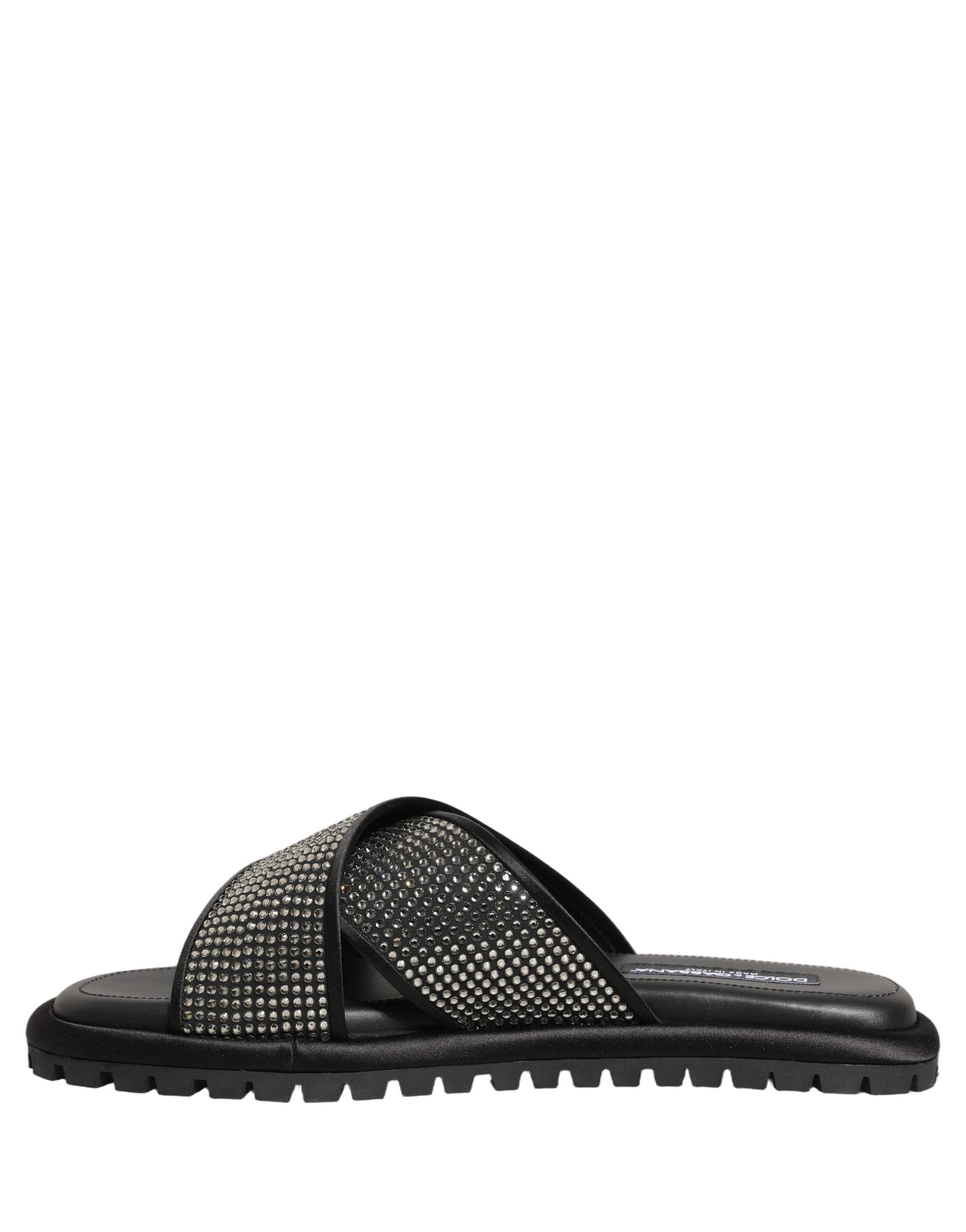 Dolce & Gabbana Schwarze Strass-Riemchen-Sandalen