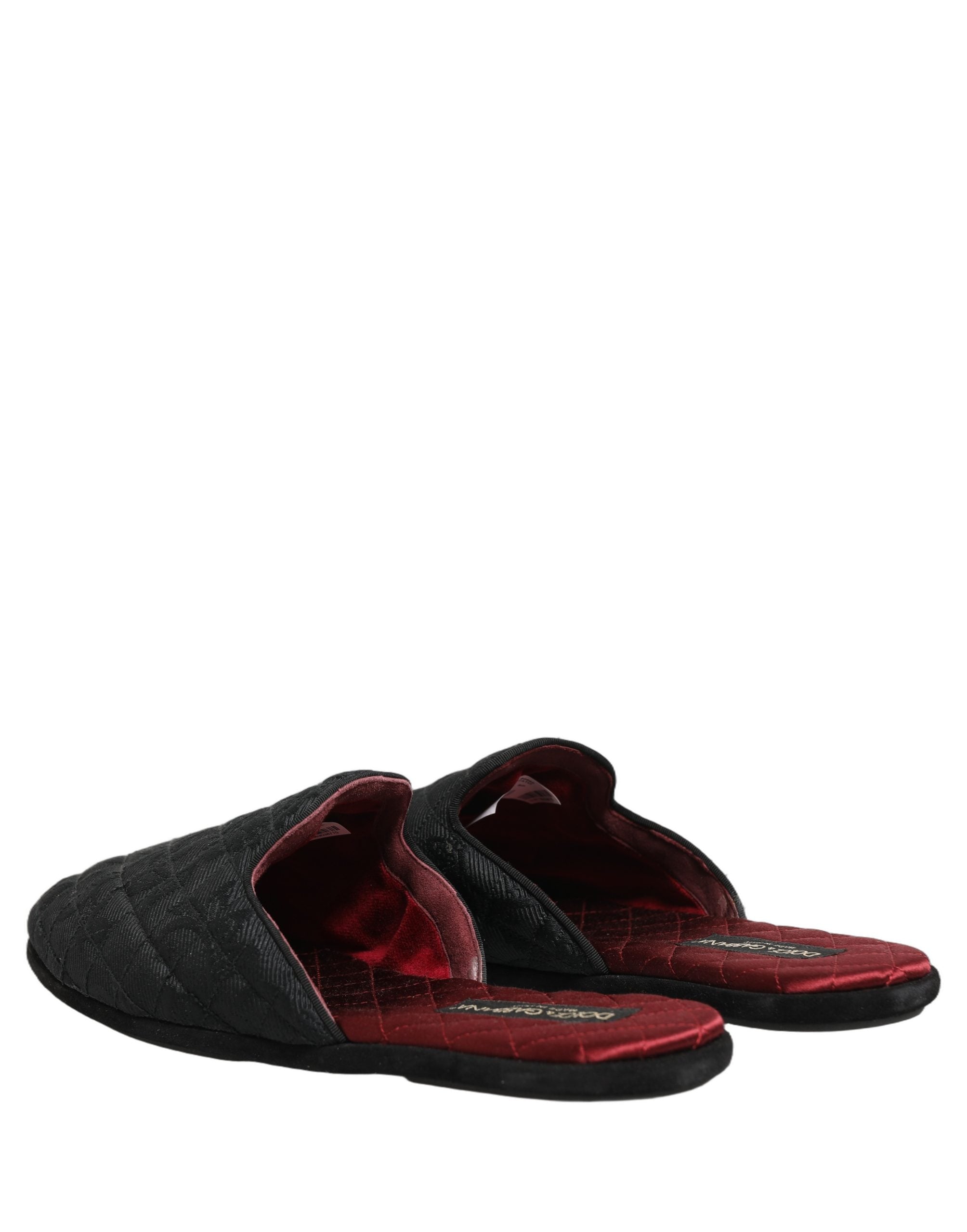 Dolce & Gabbana Schwarze Brokat-Slipper mit Blumenmuster