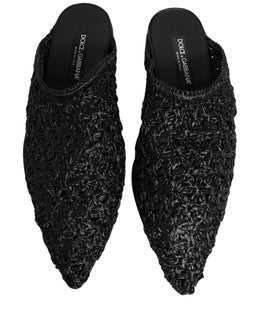 Dolce & Gabbana Schwarze Mules Pantoletten Herren Flats Schuhe