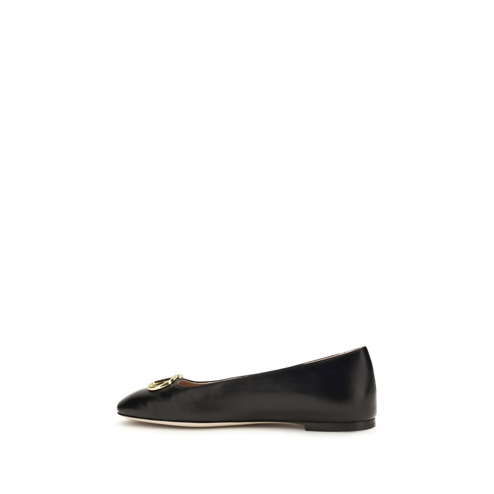 Valentino Garavani Schwarze Ballerinas aus Kalbsleder Bos Taurus