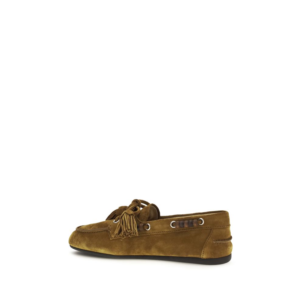 Miu Miu Beige Kalbsleder Bos Taurus Slipper-Loafer
