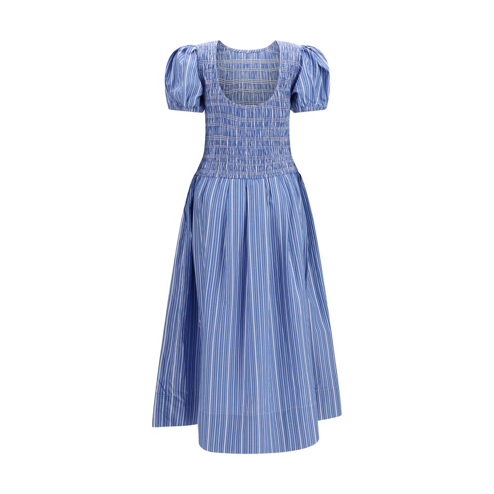 Ganni Blaues Baumwoll-Freizeitkleid
