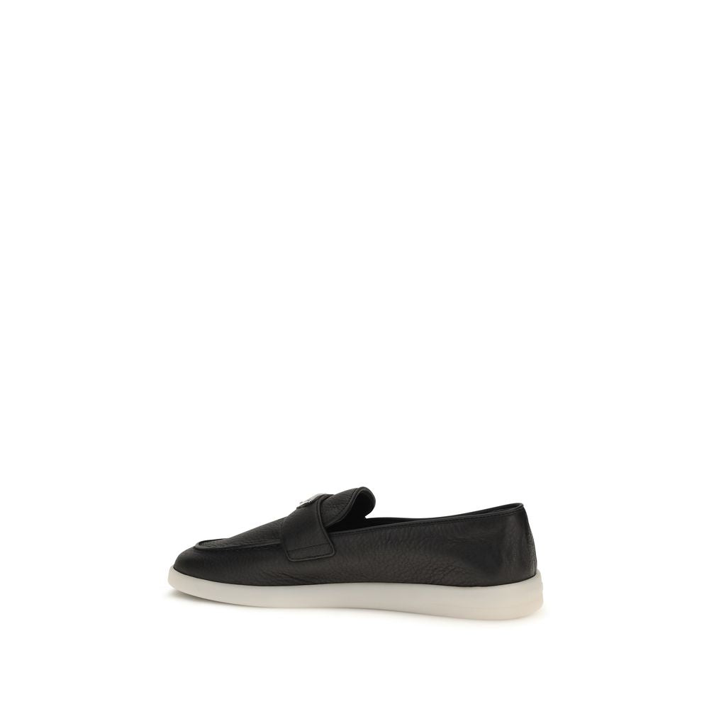 Prada Schwarze "Bos Taurus" Kalbsleder Loafer zum Hineinschlüpfen