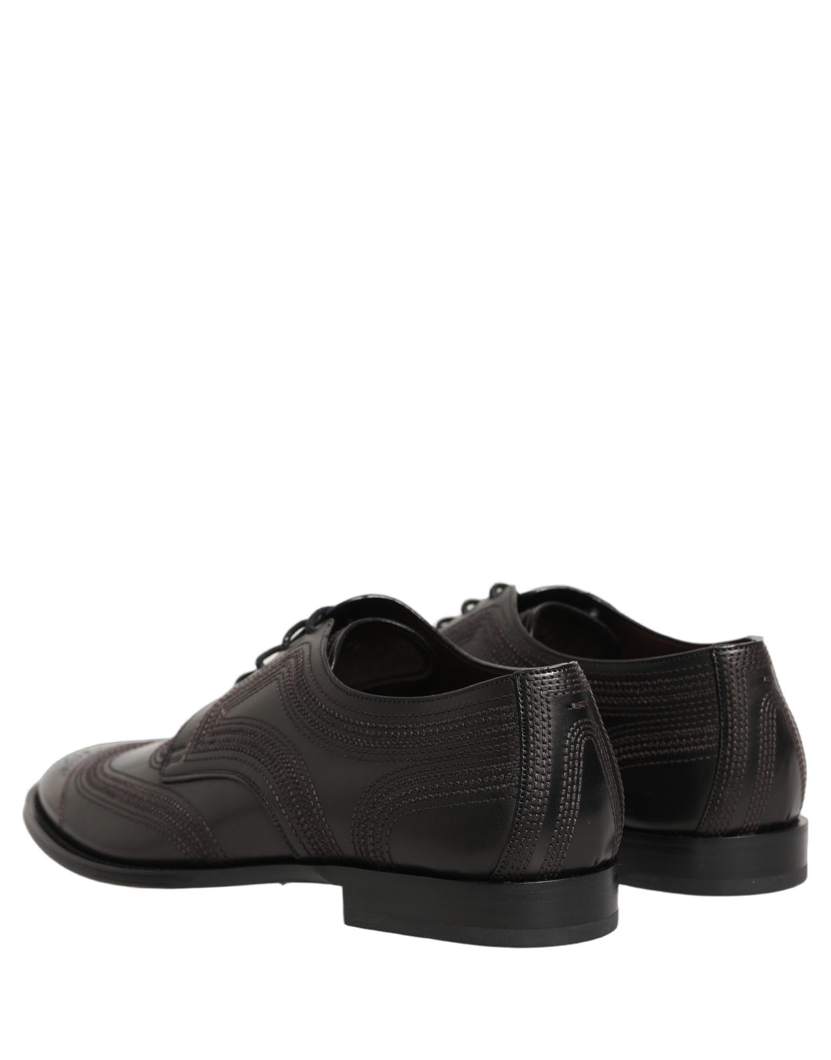 Dolce & Gabbana Schwarze Leder Derby-Schnürschuhe mit Stickerei